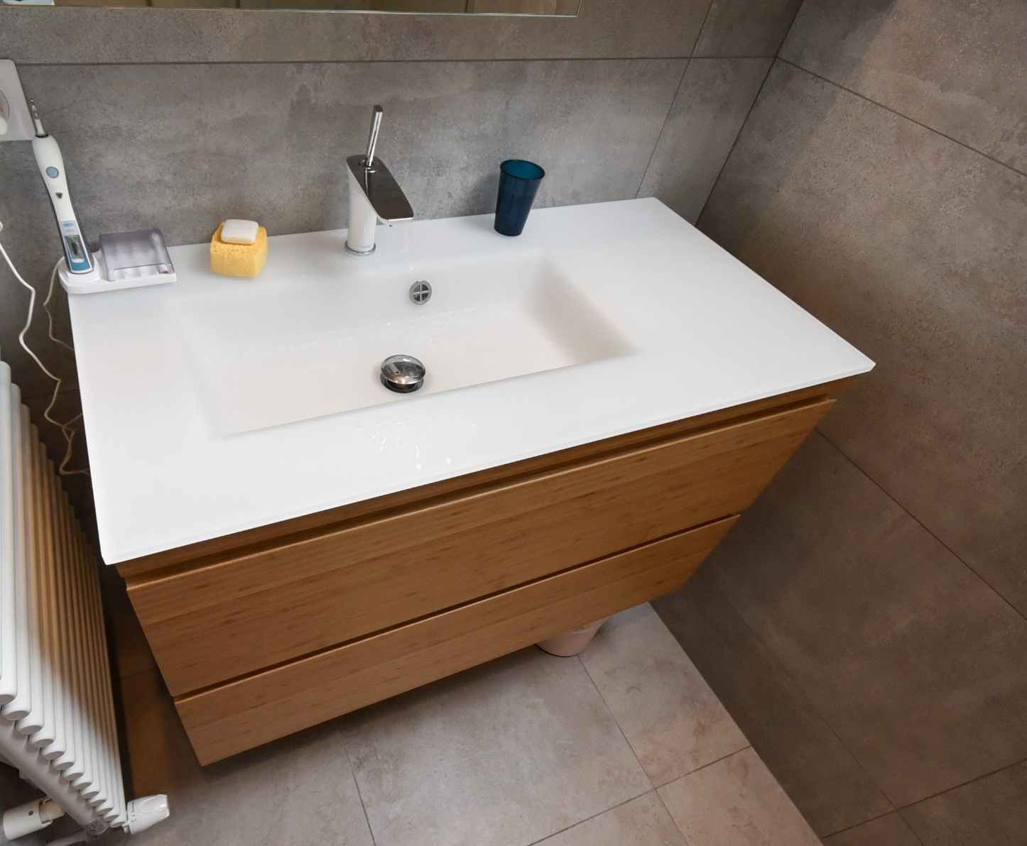 Plan vasque en verre sur mesure