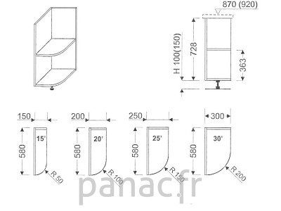 Meuble bas, de cuisine, terminal ouvert D0-300 P