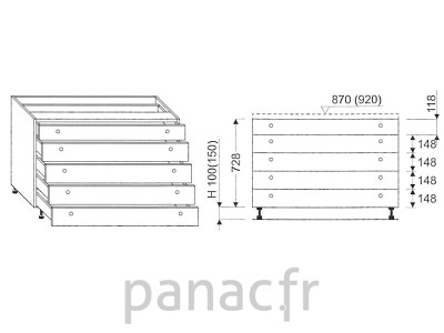 Meuble bas de cuisine, tiroirs D-80 STM 5