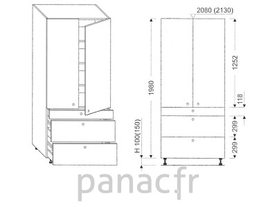 Colonne de rangement  de cuisine K-80/1980 T3