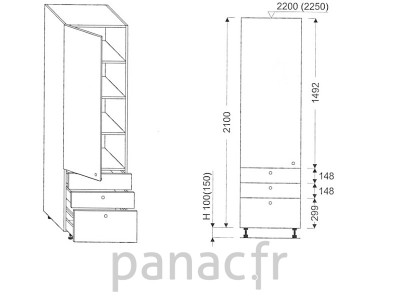 Colonne de rangement de cuisine K-45/2100 S3 L