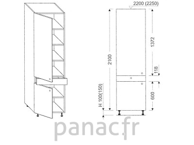 Colonne de rangement de cuisine K-45/2100 T1 L