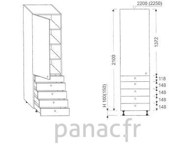 Colonne de rangement de cuisine K-40/2100 T5 L