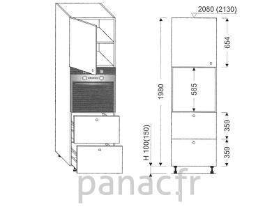 Colonne électromenager de cuisine KP-60/1980 T2 L