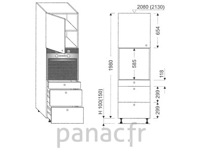 Colonne électromenager de cuisine KP-60/1980 T3 L