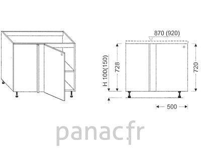 Meuble bas de cuisine, d'angle DN-110 DP