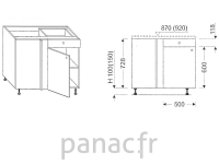 Meuble bas de cuisine, d'angle DN-100 NP