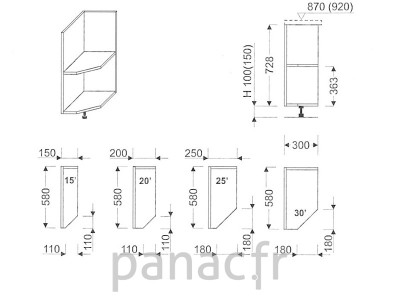 Meuble bas, de cuisine, terminal ouvert D-150 P