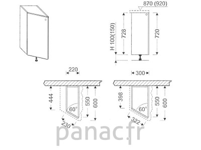 Meuble bas, de cuisine, terminal DS-22 DL