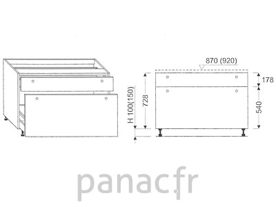 Meuble bas de cuisine, tiroirs D-110 ST 2