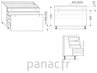 Meuble bas de cuisine, tiroirs D-110 STM 1 SU 2