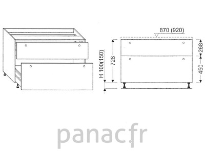 Meuble bas de cuisine, tiroirs D-90 STM 2