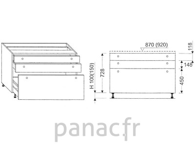 Meuble bas de cuisine, tiroirs D-80 STM 3