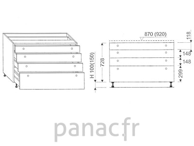 Meuble bas de cuisine, tiroirs D-100 STM 4