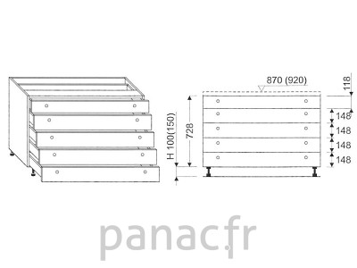 Meuble bas de cuisine, tiroirs D-110 STM 5