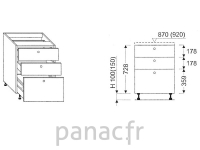 Meuble bas de cuisine, tiroirs D-30 ST 3