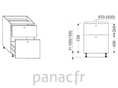 Meuble bas de cuisine, tiroirs D-30 STM 2