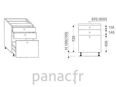 Meuble bas de cuisine, tiroirs D-30 STM 3