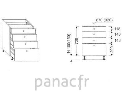 Meuble bas de cuisine, tiroirs D-60 STM 4