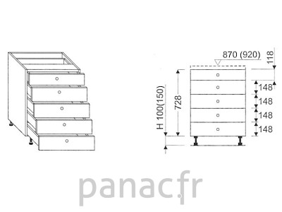 Meuble bas de cuisine, tiroirs D-50 STM 5