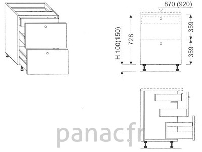 Meuble bas de cuisine, tiroirs D-50 ST U