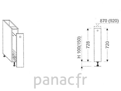 Meuble bas de cuisine, panier coulissant D-15 R