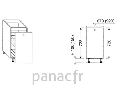 Meuble bas de cuisine, panier coulissant D-40 K