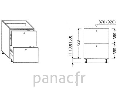 Meuble bas de cuisine, tiroirs D-40 ST