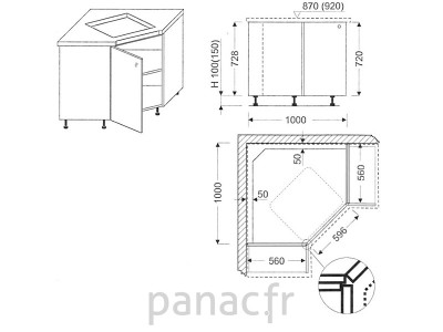 Meuble d'angle sous plaque de cuisson OC-100 NSL