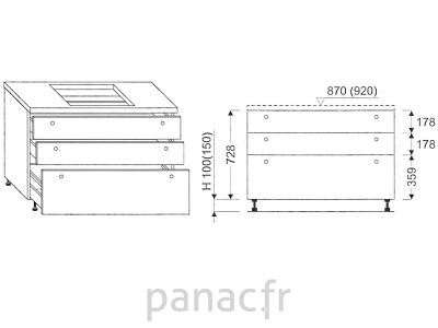 Meuble sous plaque de cuisson OC-90 ST 3