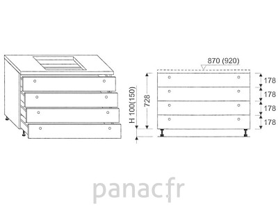 Meuble sous plaque de cuisson OC-80 ST 4