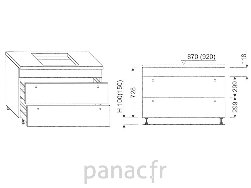 Meuble sous plaque de cuisson OC-110 STM