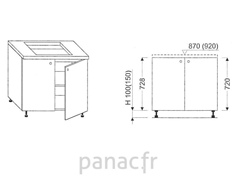 Meuble sous plaque de cuisson OC-80 D