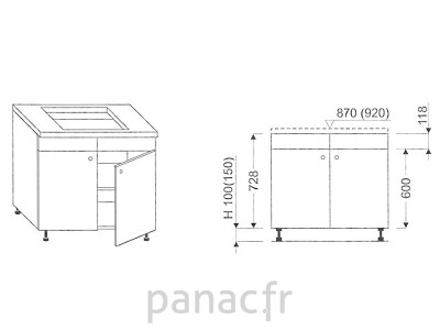 Meuble sous plaque de cuisson OC-70 N