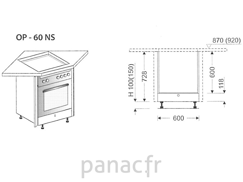 Meuble d'angle sous plaque de cuisson OP-60 NS