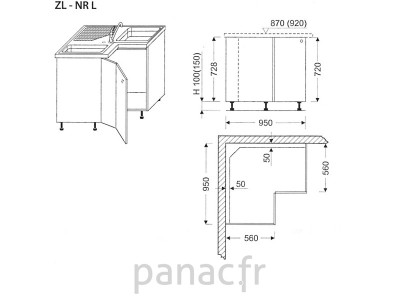 Meuble d'angle sous-évier ZL-NR L