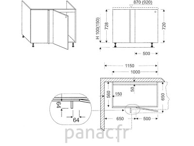 Meuble d'angle sous-évier ZLN-115 DP