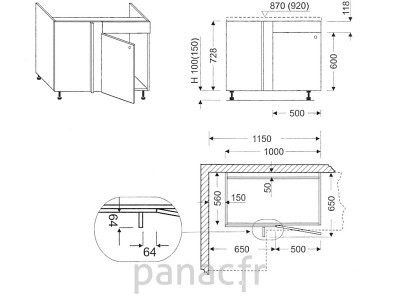 Meuble d'angle sous-évier ZLN-115 NP