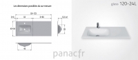 Glass 120-24 L Plan vasque en verre gauche