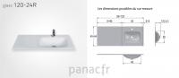Glass 120-24 R Plan vasque en verre droite