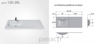 Glass 120-26 L Plan vasque en verre gauche