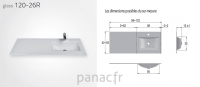 Glass 120-26 R Plan vasque en verre droite