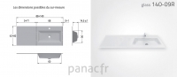 Glass 140-09 R Plan vasque en verre droite