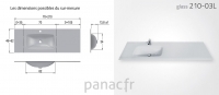 Glass 210-03-L Plan vasque en verre gauche